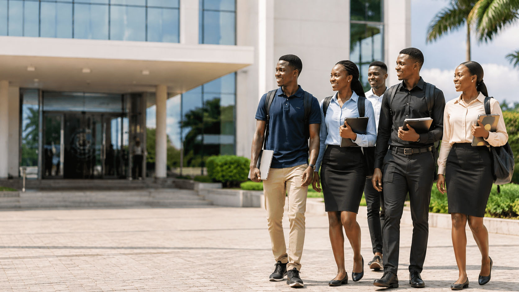 Young prospective university students on campus