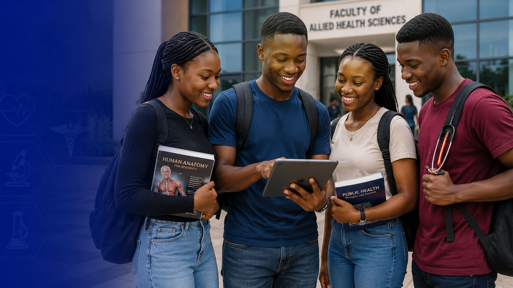Young Allied Health Sciences students on campus