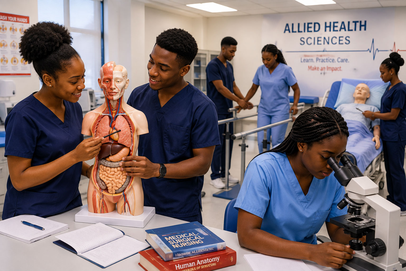 Allied Health Sciences students taking part in practical learning
