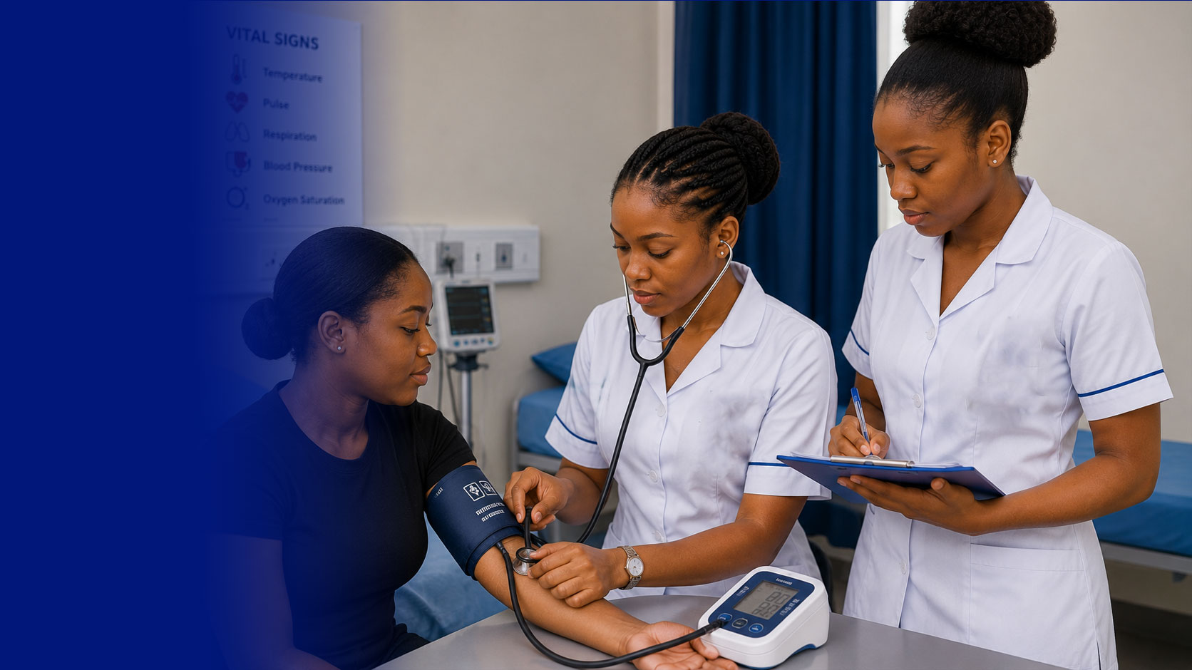 Young nursing students developing clinical skills